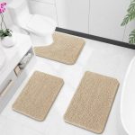 Buganda Bathroom Rugs 30x20, Quick Dry Machine Washable Chenille Bath Mats with Rubber Backing, Grey - Image 83