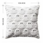 Sm:)e Embroidered Goost Plush Faux Fur Jacquard Halloween Throw Pillow Cover 18x18 Inch White, Set of 2 Silky Soft Cushion Case for Sofa Couch - Image 7
