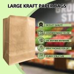 100 Pack Paper Kraft Paper Bags,Heavy Duty Large Grocery Brown Bag,14x10.5x6.5 Inch Bags for Storage,Take out,Shopping,Sacks - Image 21