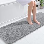 Buganda Bathroom Rugs 30x20, Quick Dry Machine Washable Chenille Bath Mats with Rubber Backing, Grey - Image 66