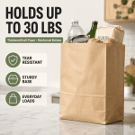 100 Pack Paper Kraft Paper Bags,Heavy Duty Large Grocery Brown Bag,14x10.5x6.5 Inch Bags for Storage,Take out,Shopping,Sacks - Image 7